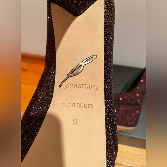 👠"There's No Place Like Home!" Brian Atwood Bambola Fuschia Sparkle Peeptoe Sz 9 - Picture 13 of 16